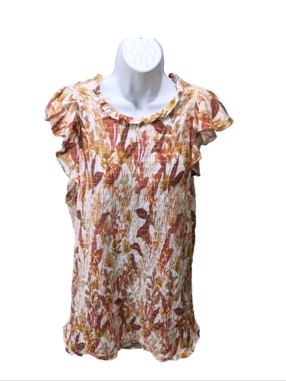 INC International Concept 2X Rear Smocked Top Blouse Short Sleeve #1